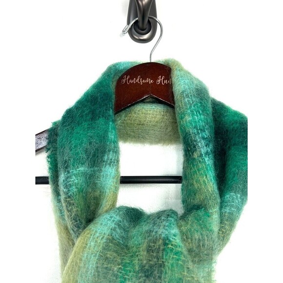 Heather Glen Scotland Mohair Wool Green Plaid Scarf 70X9 Soft Winter Neck Wrap E - Picture 5 of 9